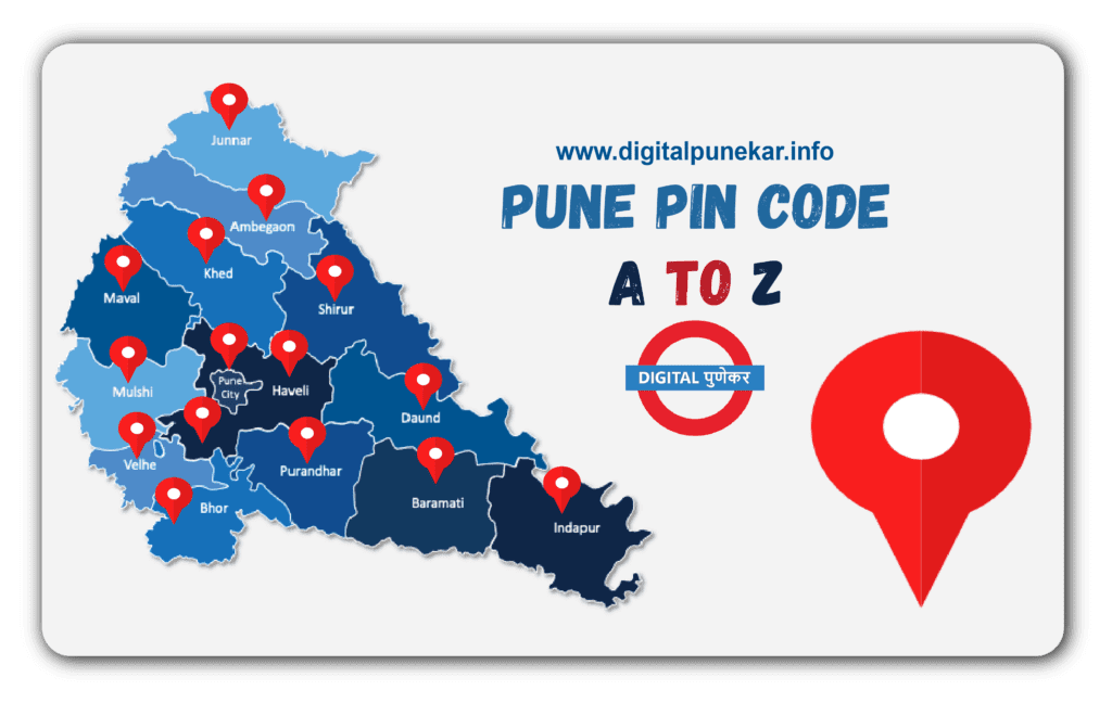 An image showcasing a map of Pune city with various pin codes marked on it.